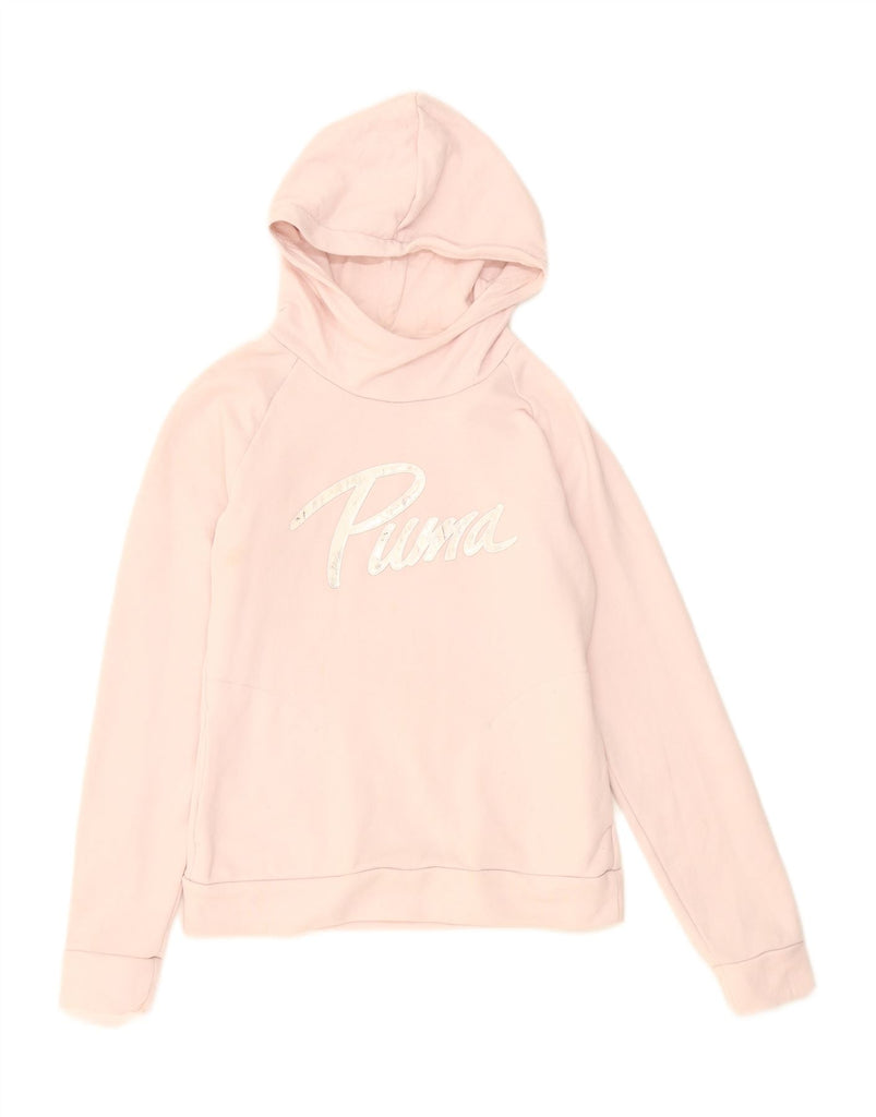 PUMA Womens Graphic Hoodie Jumper UK 10 Small Pink Cotton Vintage Puma and Second-Hand Puma from Messina Hembry 