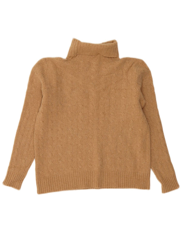 Polo Ralph Lauren Womens Roll Neck Jumper Sweater UK 16 Large Beige Wool