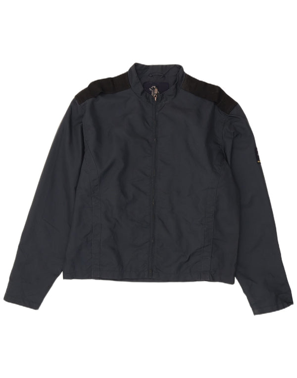 Refrigue Mens Bomber Jacket UK 44 2XL Navy Blue Colourblock Nylon