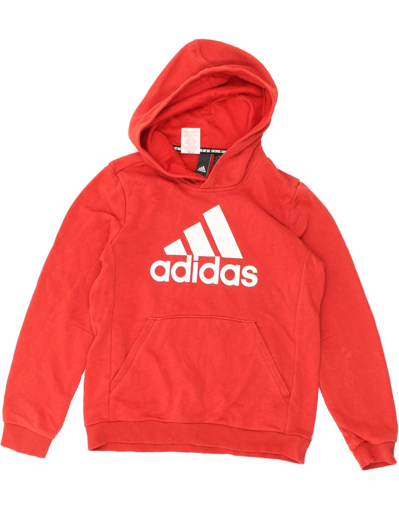 ADIDAS Boys Graphic Hoodie Jumper 11-12 Years Red Cotton | Vintage Adidas | Thrift | Second-Hand Adidas | Used Clothing | Messina Hembry 