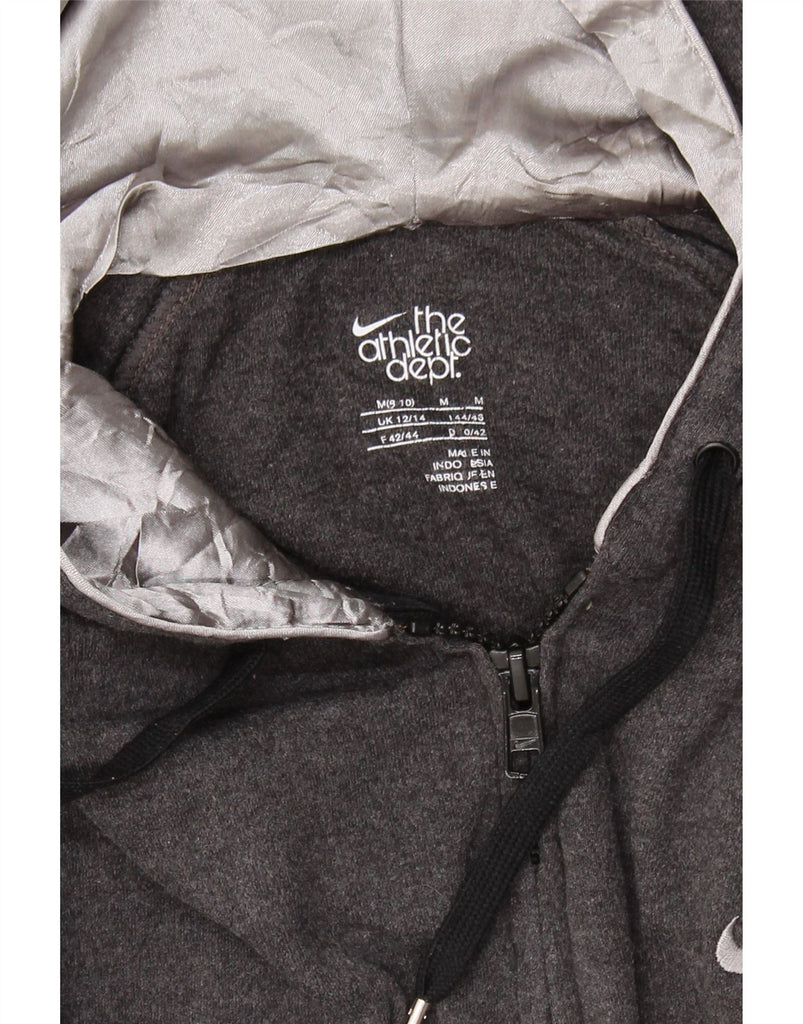 NIKE Womens Zip Hoodie Sweater UK 12/14 Medium Grey Cotton Vintage Nike and Second-Hand Nike from Messina Hembry 