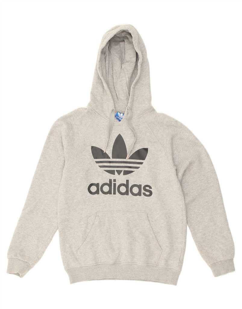 ADIDAS Mens Graphic Hoodie Jumper XS Grey Cotton | Vintage Adidas | Thrift | Second-Hand Adidas | Used Clothing | Messina Hembry 