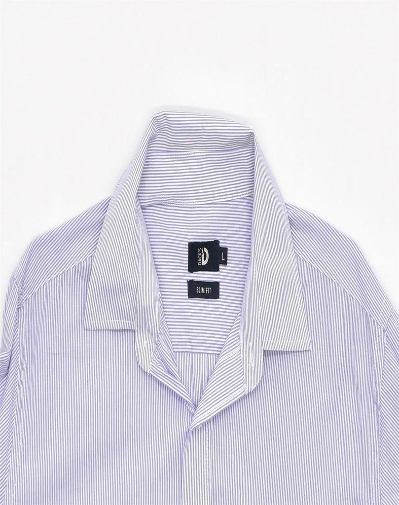 DACK'S Mens Slim Fit Shirt Large Purple Pinstripe Cotton | Vintage | Thrift | Second-Hand | Used Clothing | Messina Hembry 