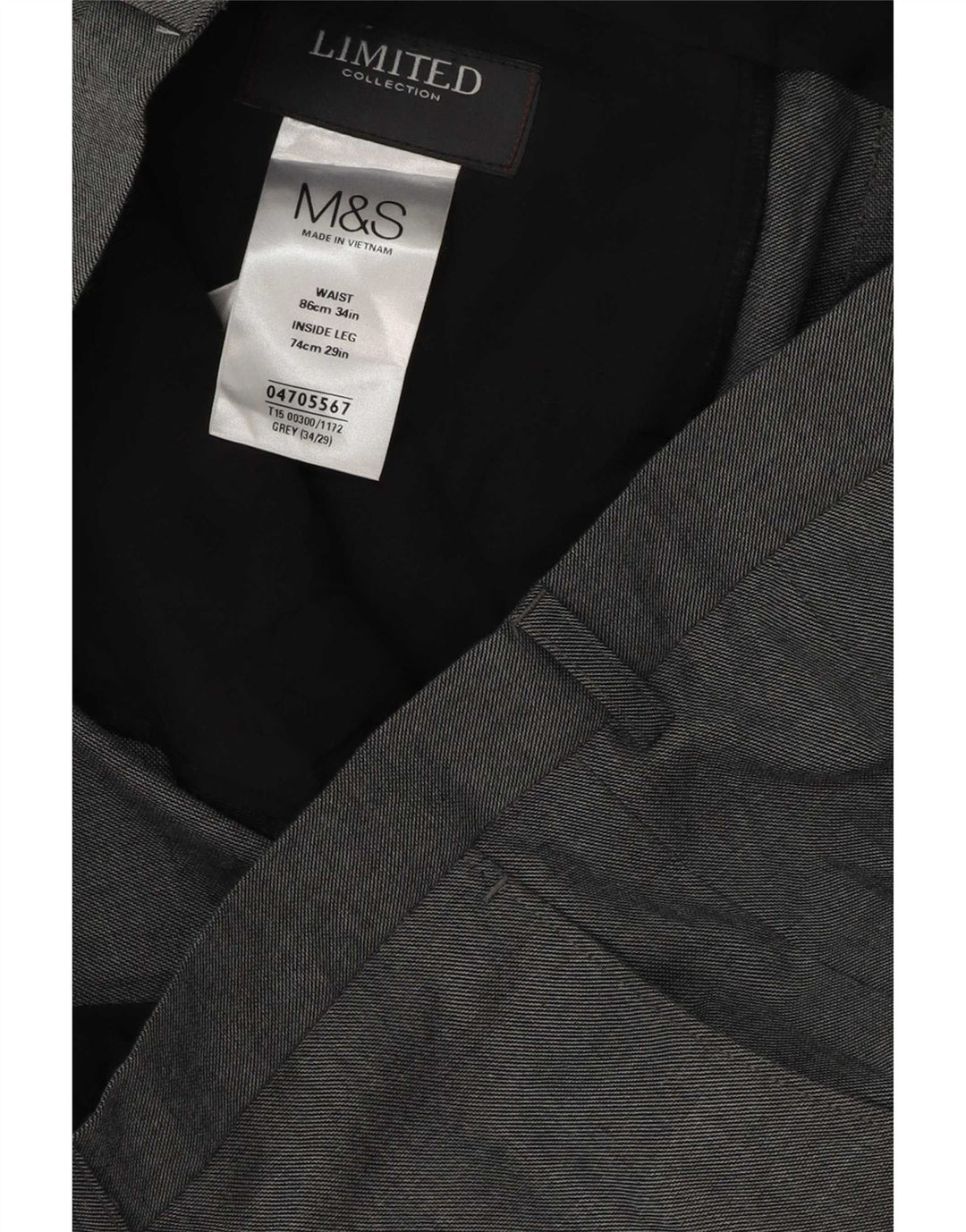 Marks & Spencer Mens Straight Suit Trousers W34 L29 Grey Polyester