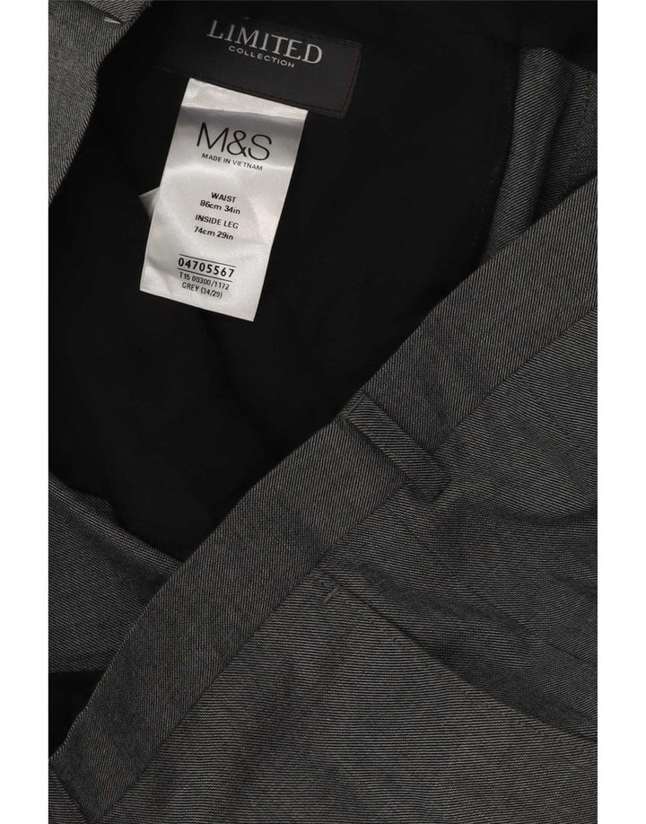 Marks & Spencer Mens Straight Suit Trousers W34 L29 Grey Polyester