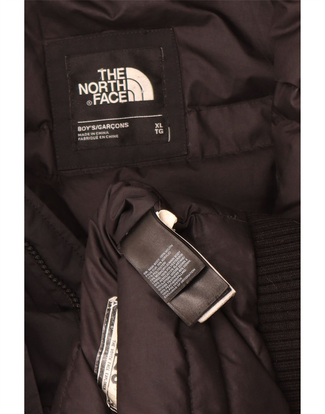 The North Face Boys Hooded Padded Jacket 14-15 Years XL Black Polyester