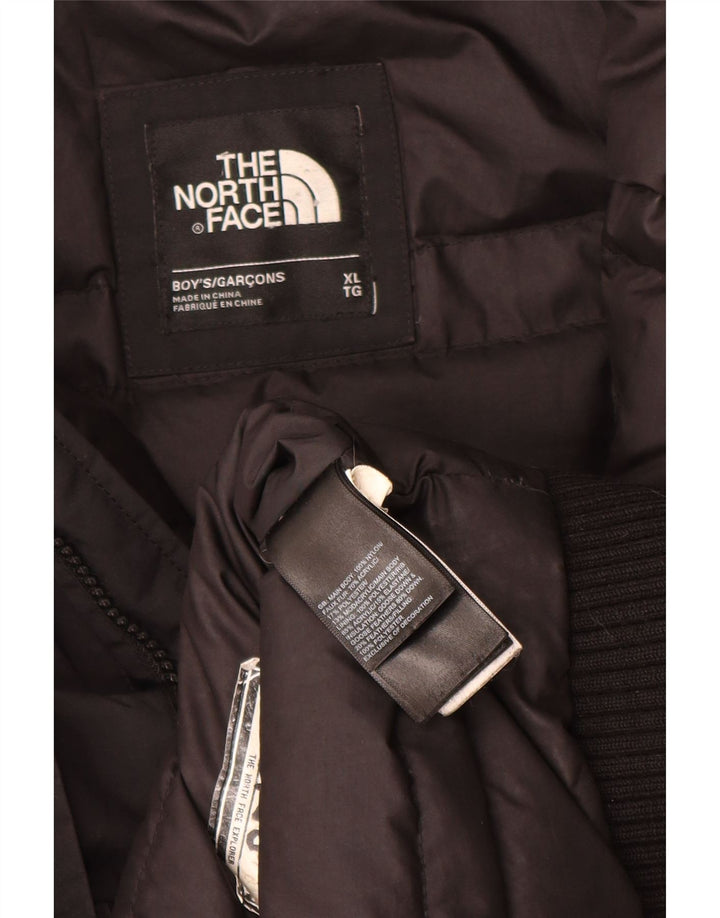 The North Face Boys Hooded Padded Jacket 14-15 Years XL Black Polyester