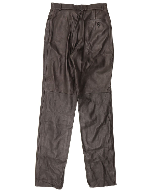 Woodlands Womens High Waist Leather Trousers UK 12 Medium W26 L33 Black