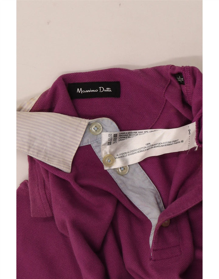 Massimo Dutti Mens Polo Shirt Medium Pink Colourblock Cotton
