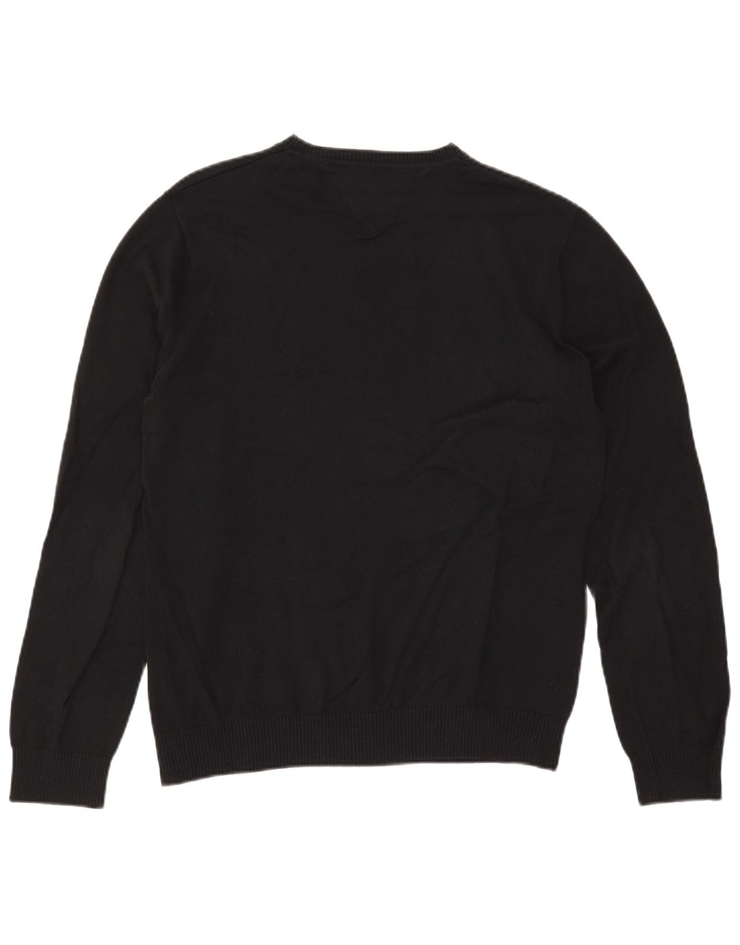 Tommy Hilfiger Mens V-Neck Jumper Sweater Medium Black Cotton