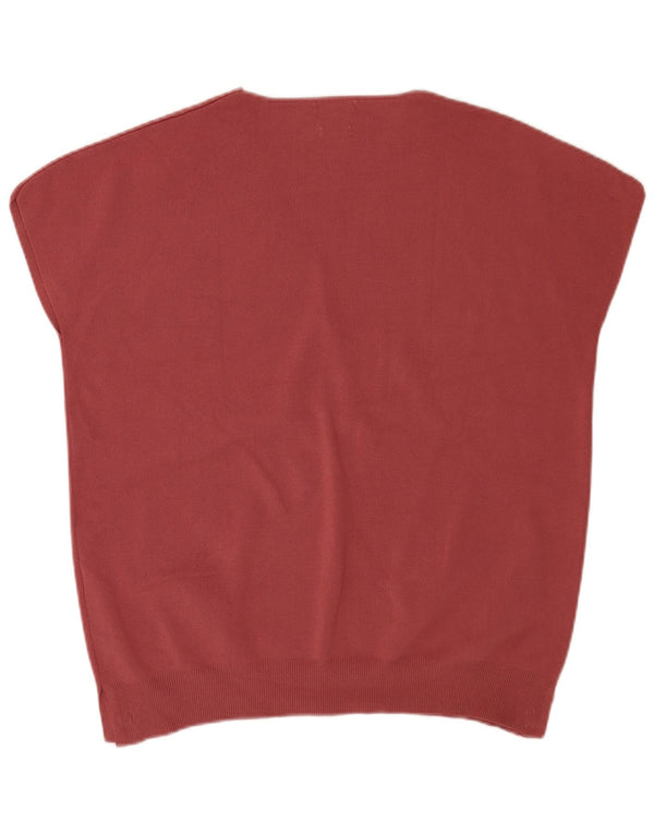 Massimo Dutti Mens Short Sleeve V-Neck Jumper Sweater Medium Burgundy