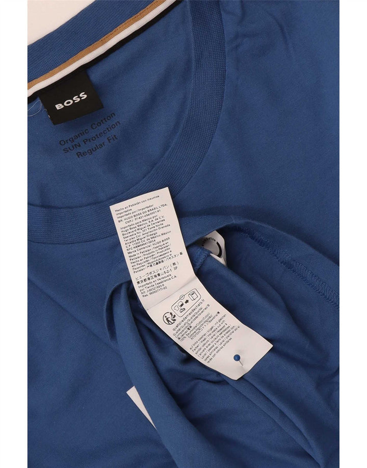 Hugo Boss Mens Regular Fit Graphic T-Shirt Top Large Blue Cotton
