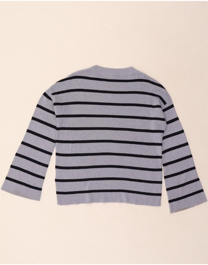 PHASE EIGHT Womens Boat Neck Jumper Sweater UK 10 Small Grey Striped Vintage Phase Eight and Second-Hand Phase Eight from Messina Hembry 