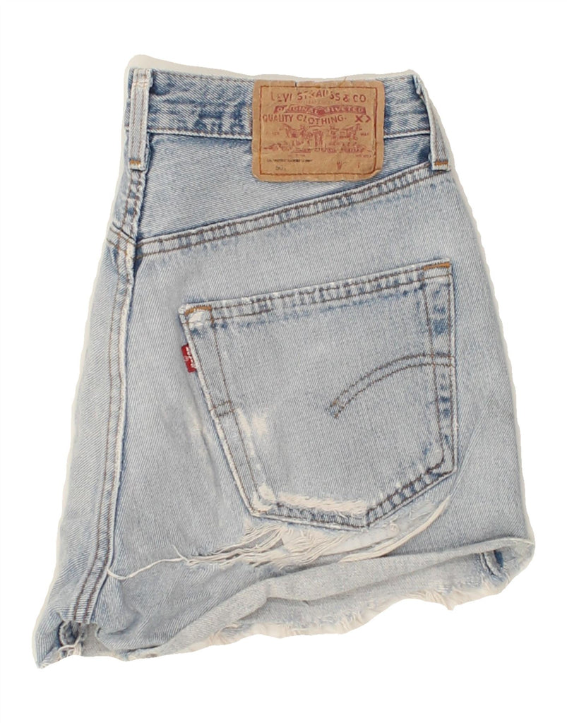 LEVI'S Womens Distressed Denim Shorts W30 Medium Blue Cotton | Vintage Levi's | Thrift | Second-Hand Levi's | Used Clothing | Messina Hembry 