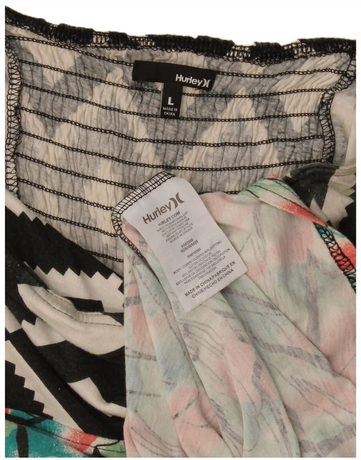 Hurley Womens Strapless Dress UK 14 Large Multicoloured Geometric Cotton