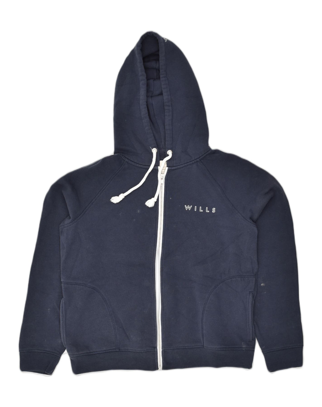 JACK WILLS Womens Zip Hoodie Sweater UK 14 Large Navy Blue Cotton | Vintage Jack Wills | Thrift | Second-Hand Jack Wills | Used Clothing | Messina Hembry 