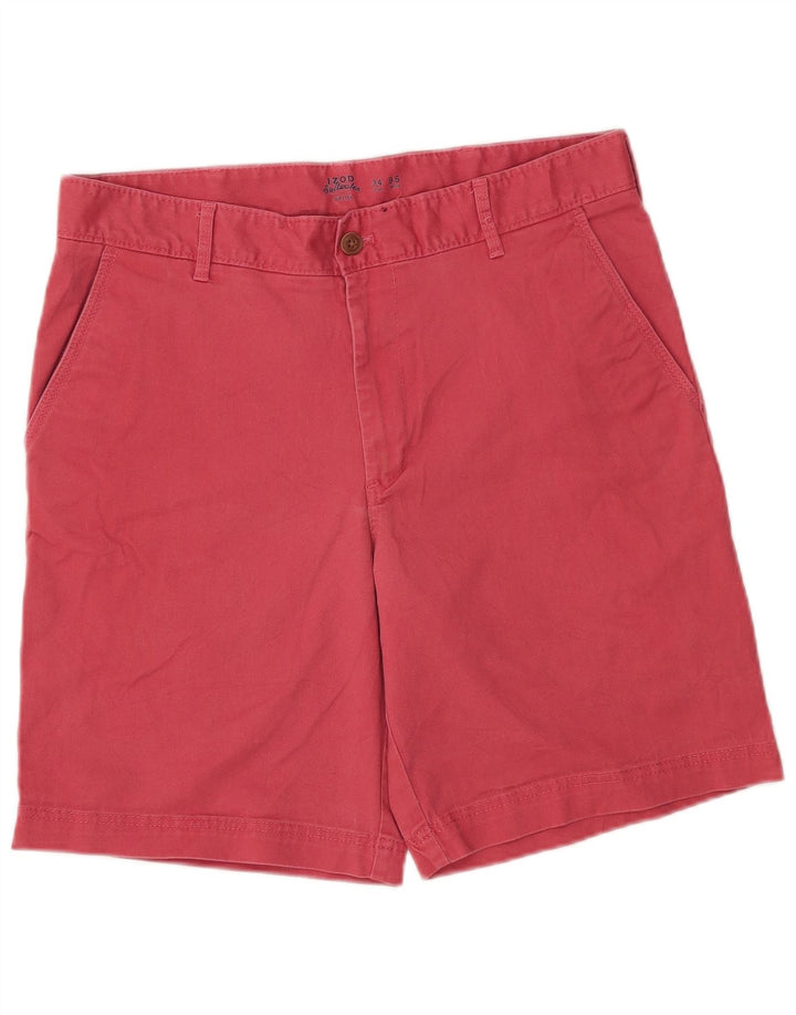 Izod Mens Salt Water Chino Shorts W34 Large Pink Cotton