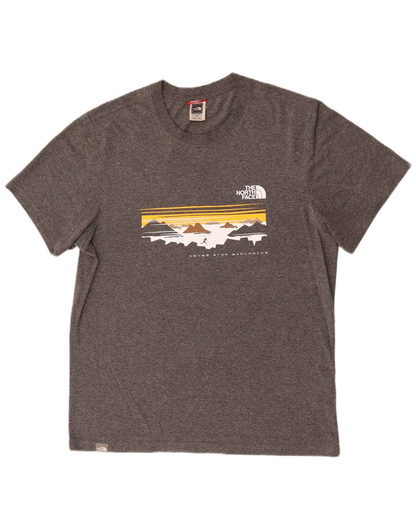 The North Face Mens Graphic T-Shirt Top Medium Grey Flecked Cotton
