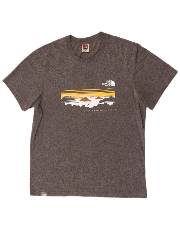 The North Face Mens Graphic T-Shirt Top Medium Grey Flecked Cotton