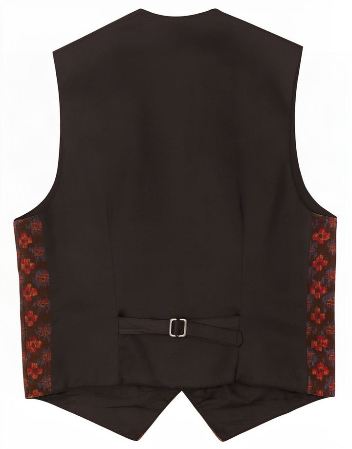 Vintage Mens Waistcoat Medium Brown Geometric