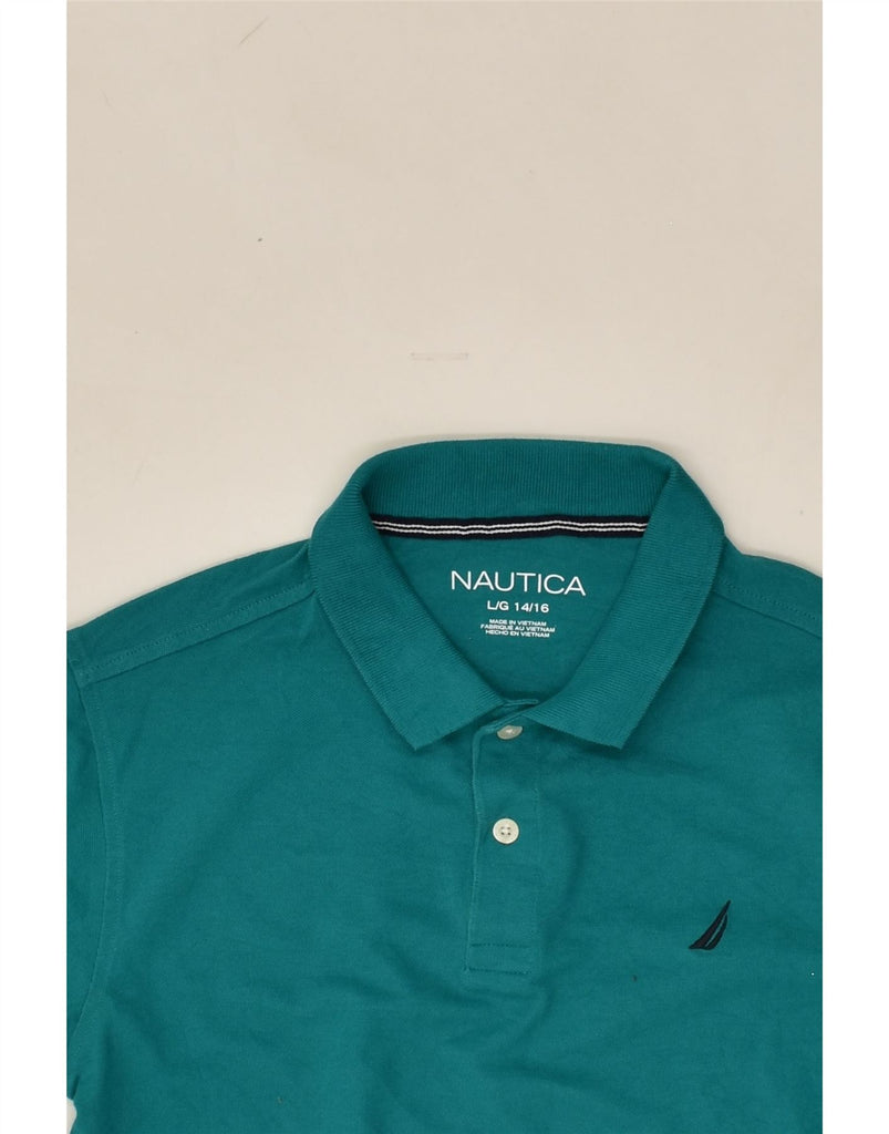 NAUTICA Boys Polo Shirt 14-15 Years Large Green Cotton | Vintage Nautica | Thrift | Second-Hand Nautica | Used Clothing | Messina Hembry 