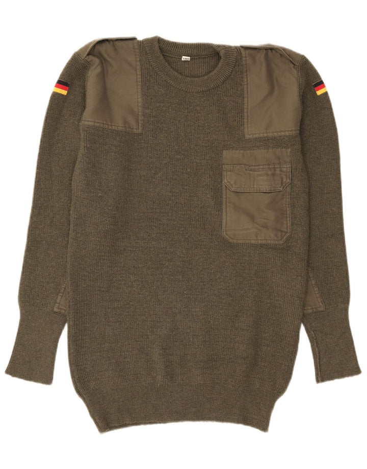 Vintage Mens Military Crew Neck Jumper Sweater IT 50 Medium Khaki