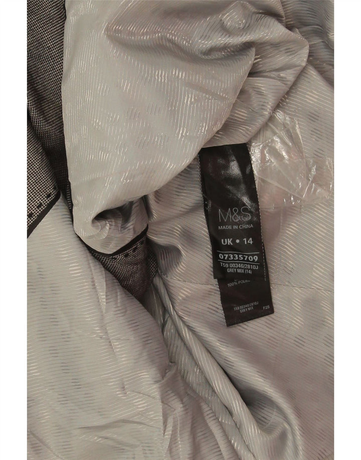 Marks & Spencer Womens Crop Blazer Jacket UK 14 Large Grey Colourblock