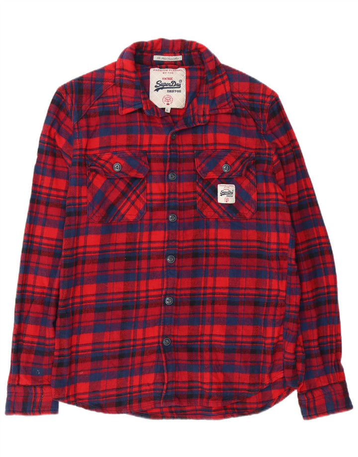 Superdry Mens Flannel Shirt Large Red Check Cotton