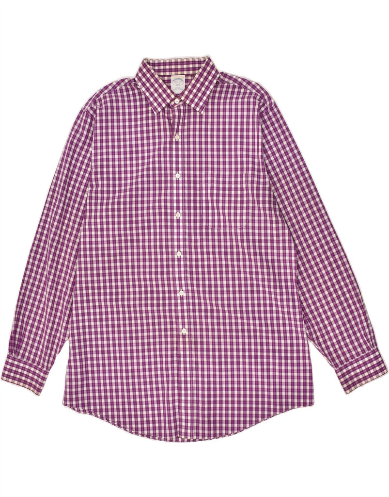 BROOKS BROTHERS Mens Slim Fit Shirt Size 16 1/2 Large Purple Gingham | Vintage Brooks Brothers | Thrift | Second-Hand Brooks Brothers | Used Clothing | Messina Hembry 