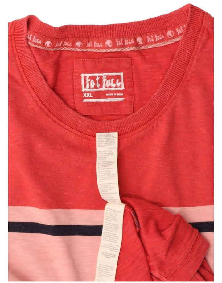 FAT FACE Mens T-Shirt Top 2XL Red Colourblock Cotton