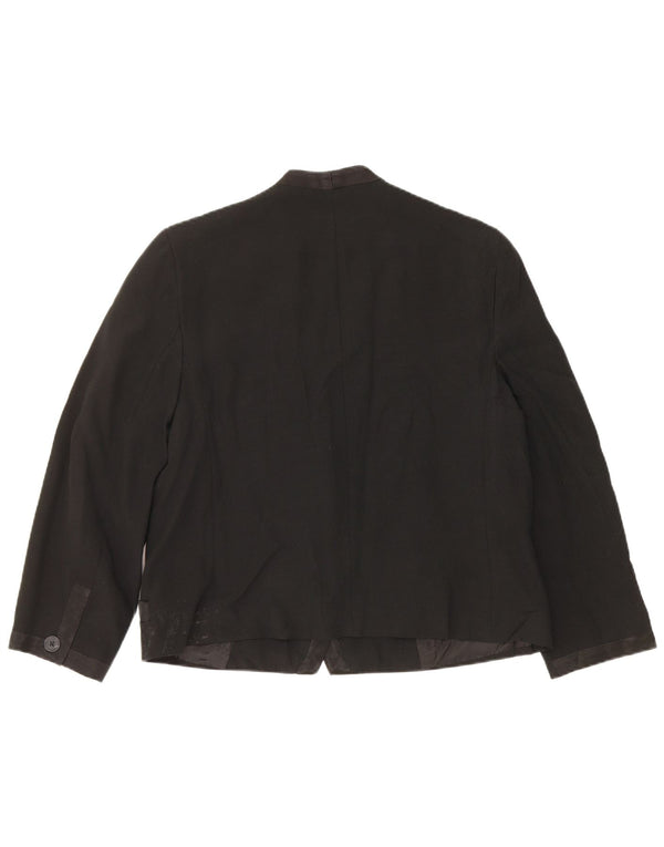 Perte by Krizia Womens 1 Button Blazer Jacket UK 16 Large Black Acetate