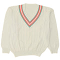 VINTAGE Mens Jumper Sweater Large Blue Colourblock Cotton