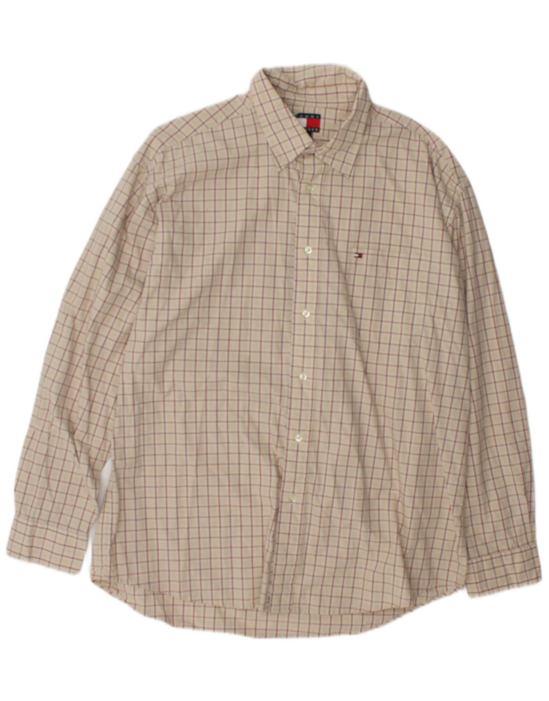 Tommy Hilfiger Mens Shirt Large Beige Check