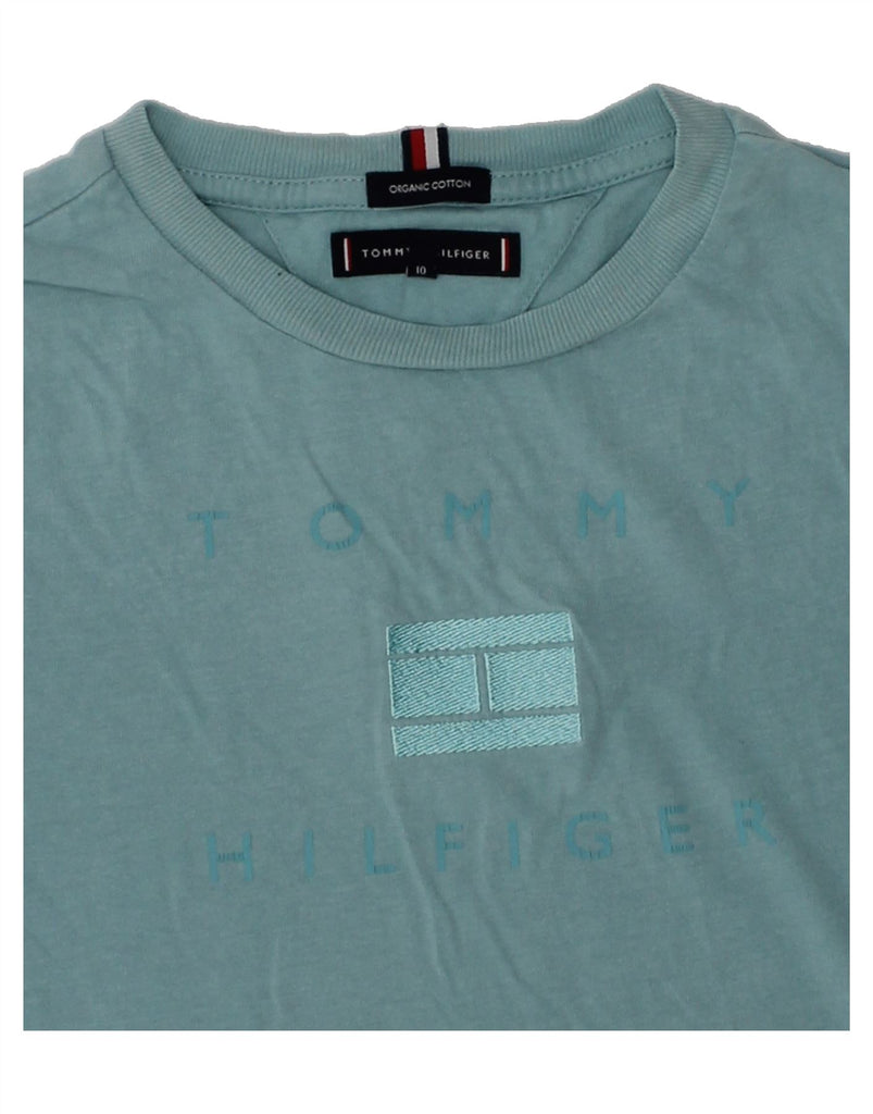 TOMMY HILFIGER Boys Graphic T-Shirt Top 9-10 Years Blue Cotton | Vintage Tommy Hilfiger | Thrift | Second-Hand Tommy Hilfiger | Used Clothing | Messina Hembry 