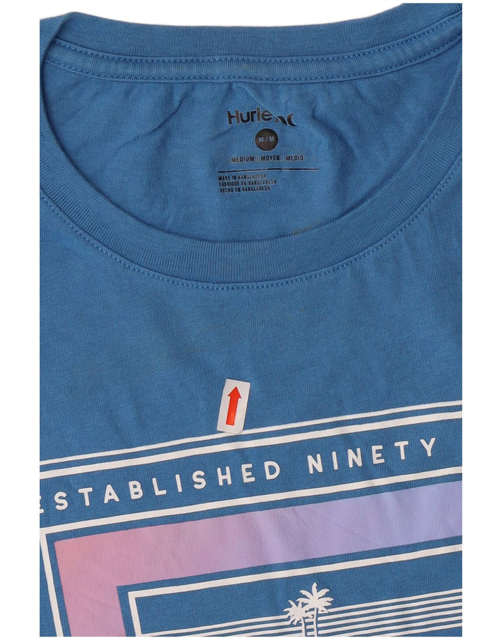 Hurley Mens Graphic T-Shirt Top Medium Blue Cotton