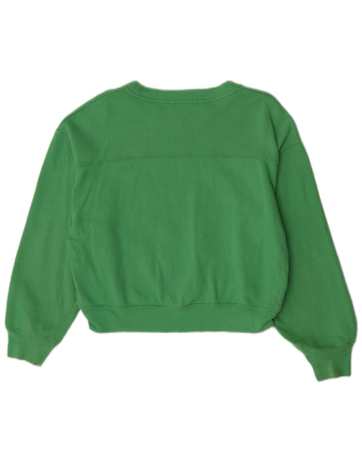 Zara Womens Crop Oversized Sweatshirt Jumper UK 10 Small Green Cotton