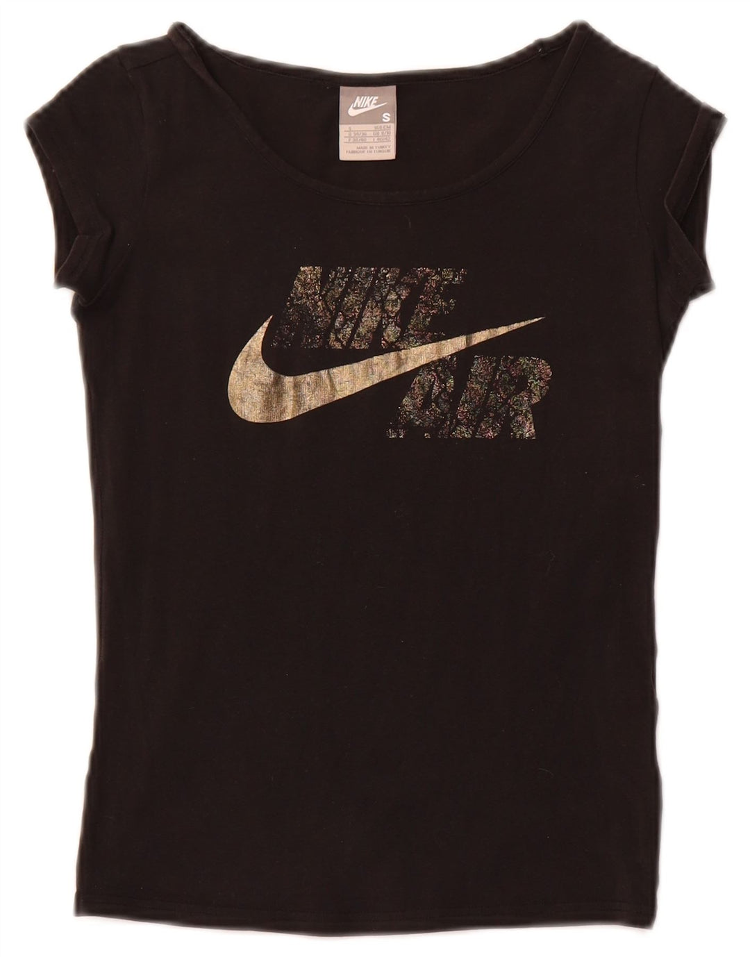 NIKE Womens Air Crop Graphic T-Shirt Top UK 8/10 Small Black