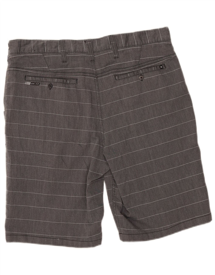 HURLEY Mens Nike Dri Fit Chino Shorts W34 Large Grey Pinstripe Polyester