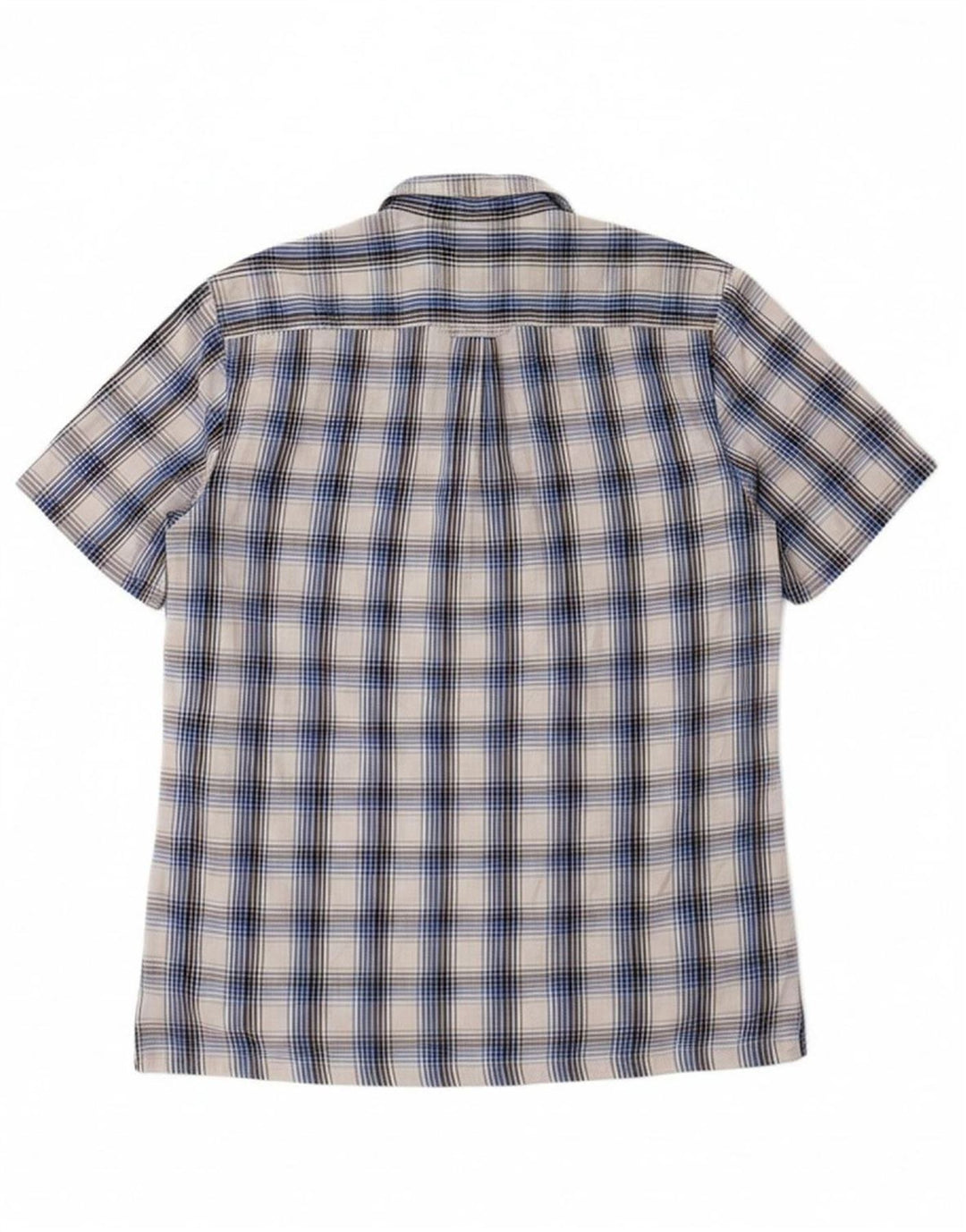 JAEGER Mens Short Sleeve Shirt Small Blue Check Cotton