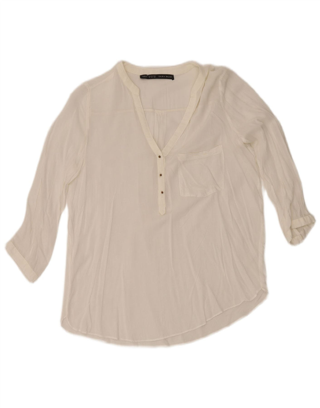 Zara Womens 3/4 Sleeve Blouse Top UK 12 Medium White