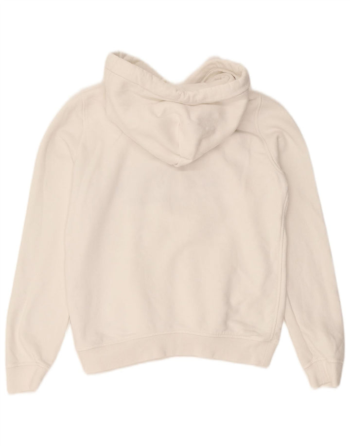 JACK WILLS Womens Crop Graphic Hoodie Jumper UK 8 Small White Cotton