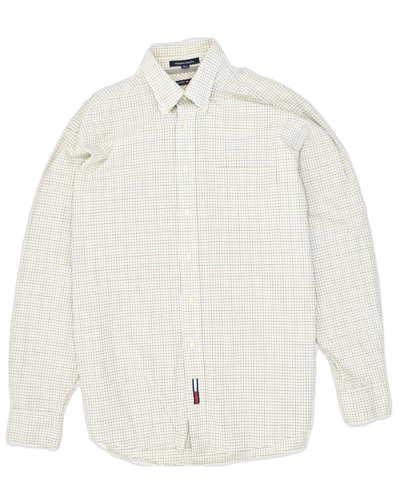 TOMMY HILFIGER Mens Shirt Size 15 1/2 Medium White Check Cotton | Vintage | Thrift | Second-Hand | Used Clothing | Messina Hembry 