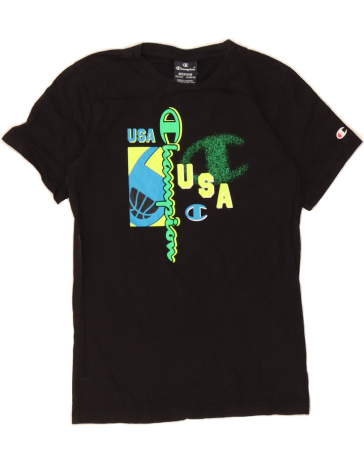 CHAMPION Boys Graphic T-Shirt Top 9-10 Years Medium  Black Cotton Vintage Champion and Second-Hand Champion from Messina Hembry 
