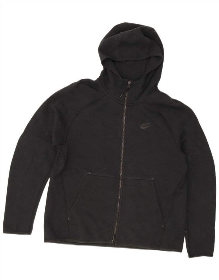 Nike Mens Zip Hoodie Sweater Large Black Cotton