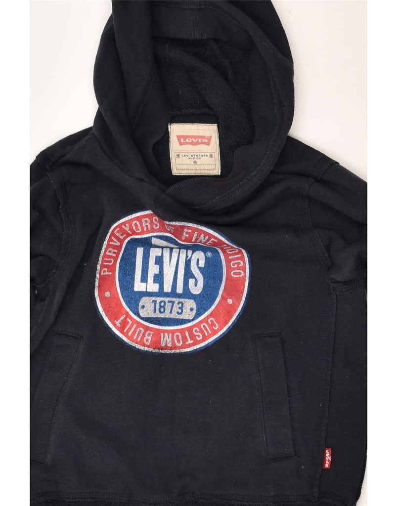 LEVI'S Boys Graphic Hoodie Jumper 5-6 Years Navy Blue Cotton | Vintage Levi's | Thrift | Second-Hand Levi's | Used Clothing | Messina Hembry 