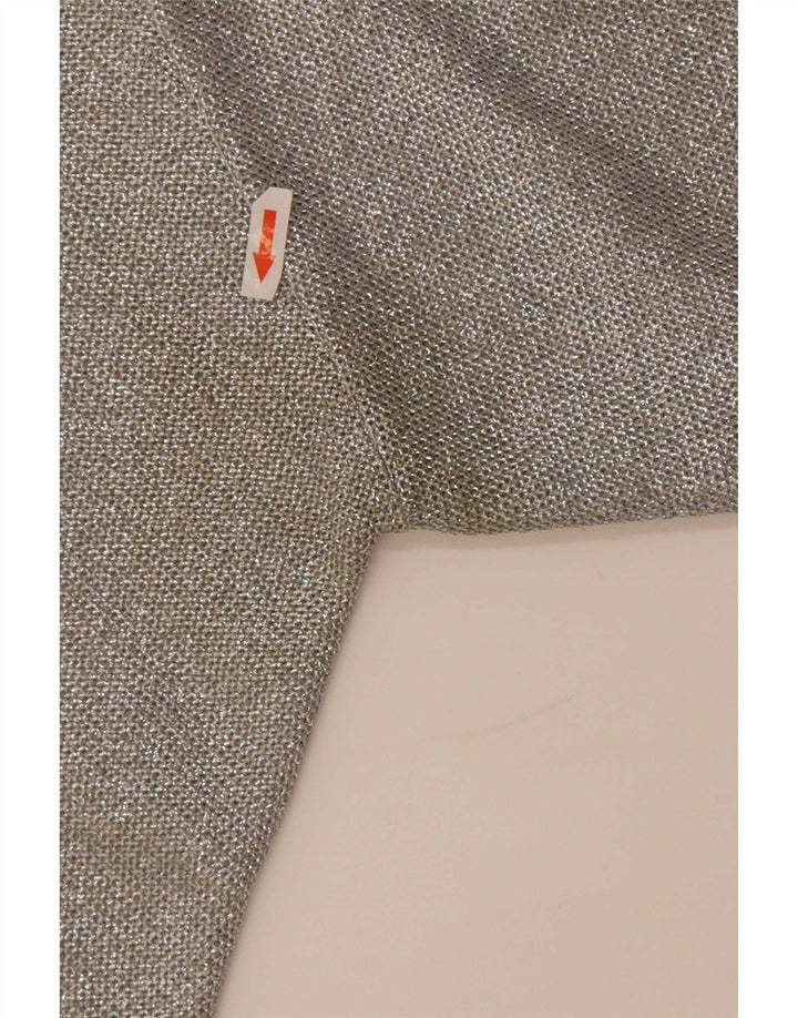 Vintage Womens Crop Roll Neck Jumper Sweater UK 12 Medium Grey