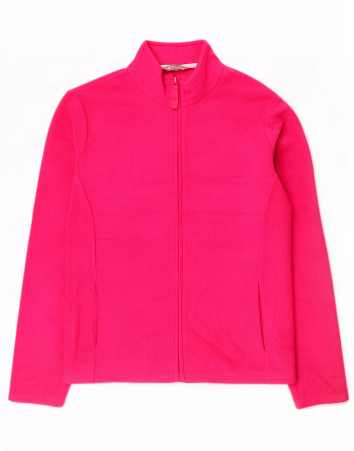 Marks & Spencer Womens Fleece Jacket UK 16 Large Pink Polyester