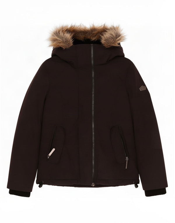 Superdry Womens Hooded Windbreaker Jacket UK 10 Small Black Polyester