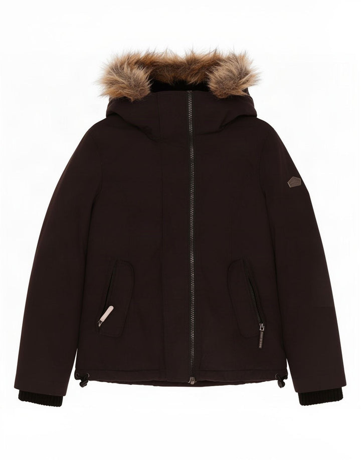 Superdry Womens Hooded Windbreaker Jacket UK 10 Small Black Polyester