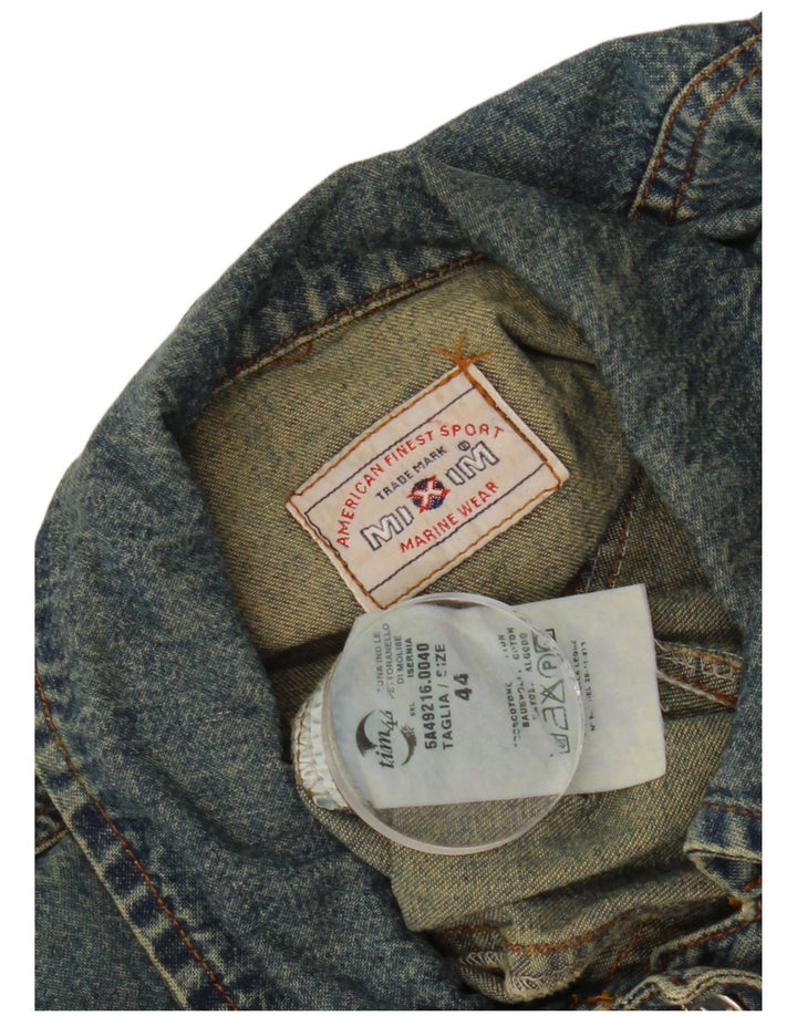 VINTAGE Womens Crop Denim Jacket IT 44 Medium Blue Cotton